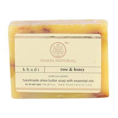 Khadi Natural Rose & Honey Soap With Shea Butter - 100 GM