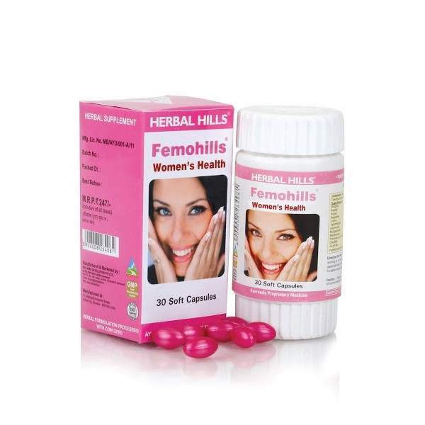 Herbal Hills Femohills Capsules for Womens Health - 30 soft Caps