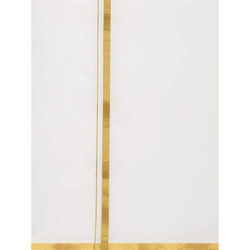 Ramraj Cotton Double Dhoti White with Gold Jari Gold Twix - 1/2 inch border