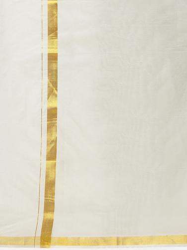 Ramraj Cotton Double Dhoti Cream with Gold Jari Daya - 1 1/2 inch border