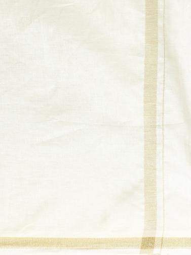 Ramraj Cotton Pure Linen Double Dhoti Europian Gift - Cream