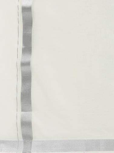 Ramraj Cotton Double Dhoti White with Silver Jari 1 - 1 1/2 inch border