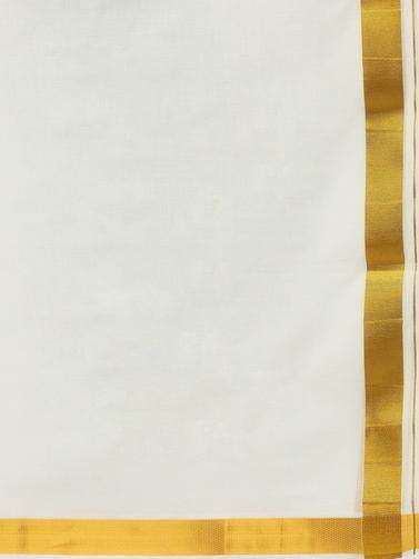 Ramraj Cotton Double Dhoti Cream Gold Fine Pet - 2 inch border