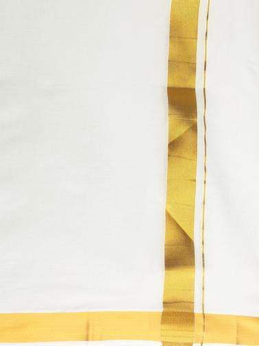 Ramraj Cotton Double Dhoti Cream with Gold Jari 2 - 2 inch border