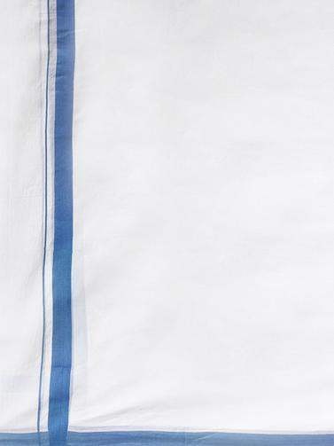 Ramraj Cotton Double Dhoti White with Fancy Border Vamana Spl - Blue