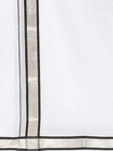 Ramraj Cotton Double Dhoti White with Silver Jari - 1 1/2 inch border