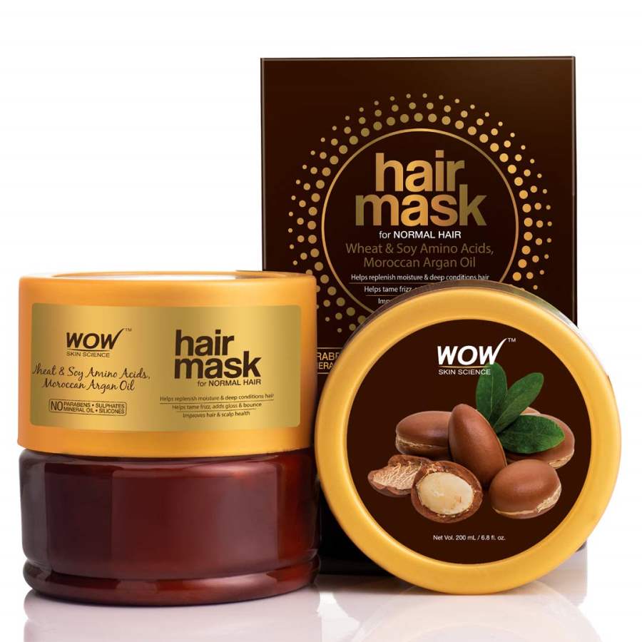 WOW Skin Science Wheat & Soy Amino Acids, Moroccan Argan Oil Hair Mask - 200 ML
