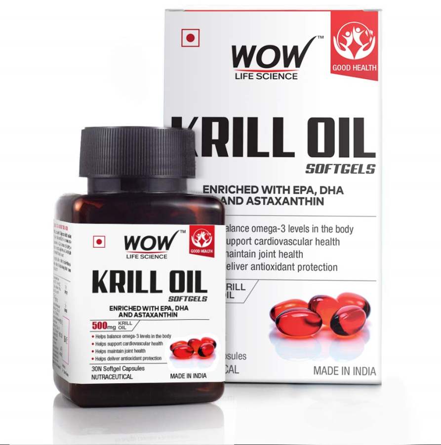 WOW Life Science Krill Oil Softgels 500mg Krill Oil - 30 Softgel Capsules - 30 Caps