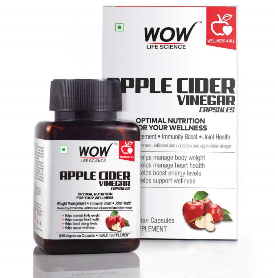 WOW Raw Apple Cider Vinegar 500mg - 60 Vegetarian Capsules - 60 Caps