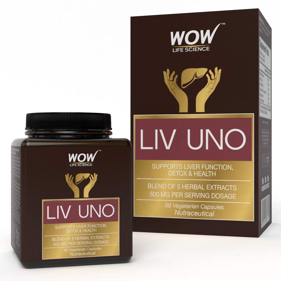 WOW Liv Uno (Blend of 5 Herbal Extracts) 500mg - 60 Vegetarian Capsules - 60 Caps