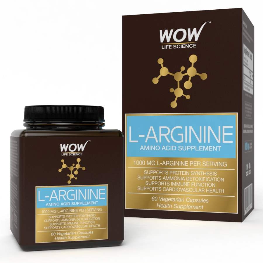 WOW L-Arginine Amino Acid Supplement 1000mg - 60 Vegetarian Capsules - 1 No
