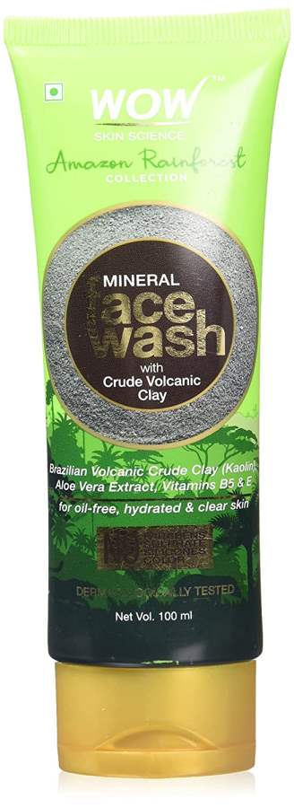 WOW Amazon Rainforest Collection Mineral Face Wash with Crude Volcanic Clay - 100 ml