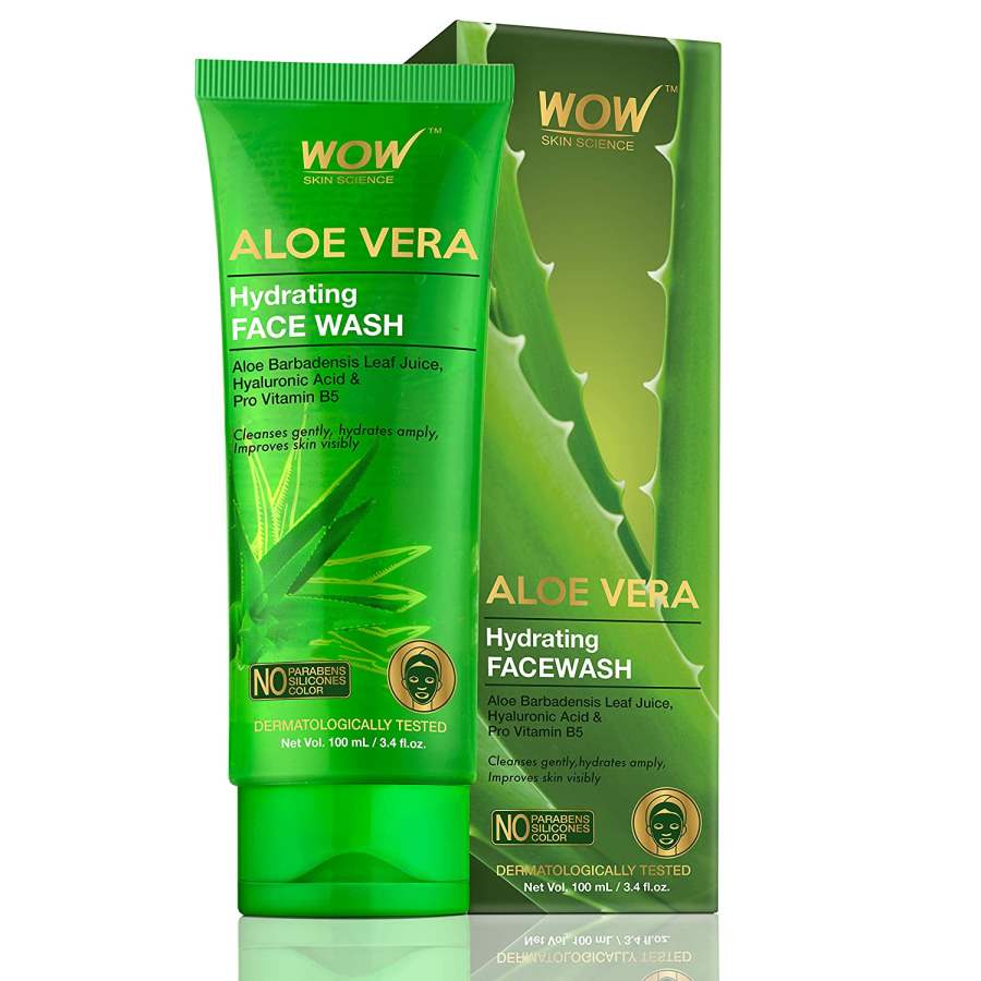 WOW Skin Science Aloe Vera With Hyaluronic Acid and Pro Vitamin B5 Hydrating Gentle Face Wash - 100ml - 1 No