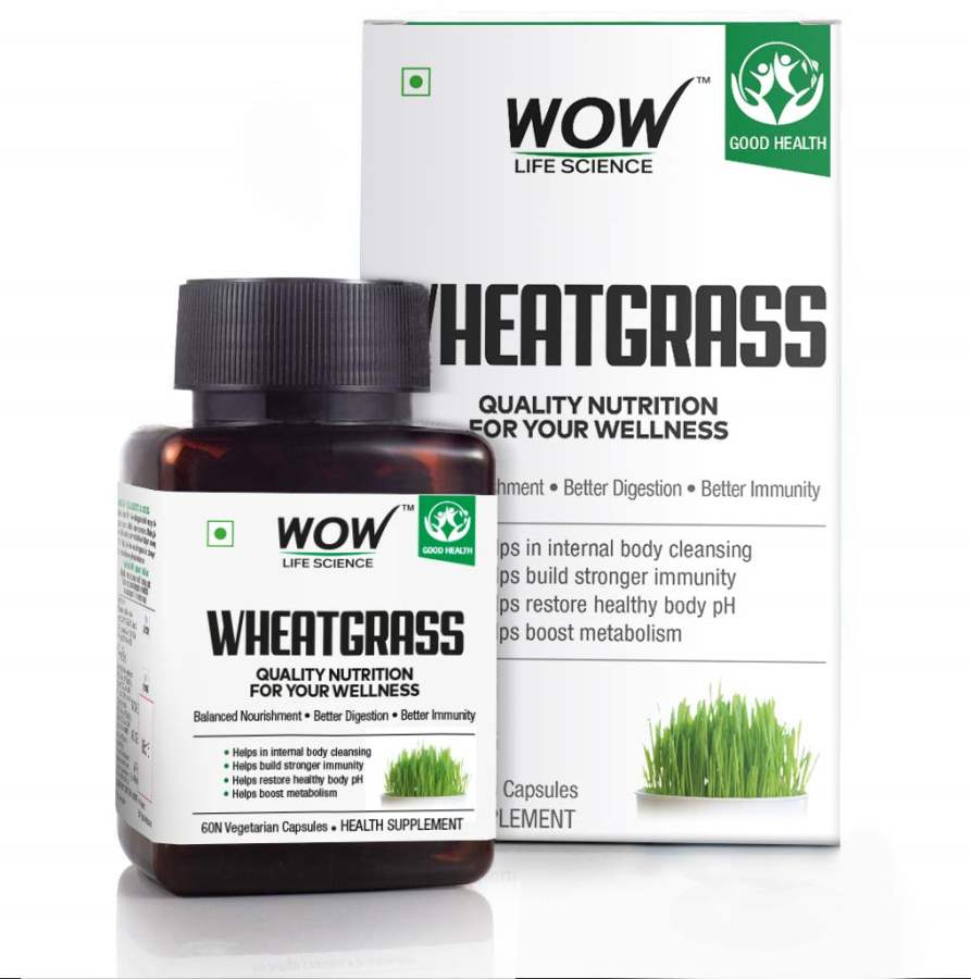 WOW Skin Science WOW Wheatgrass 800mg - 60 Vegetarian Capsules - 1 No