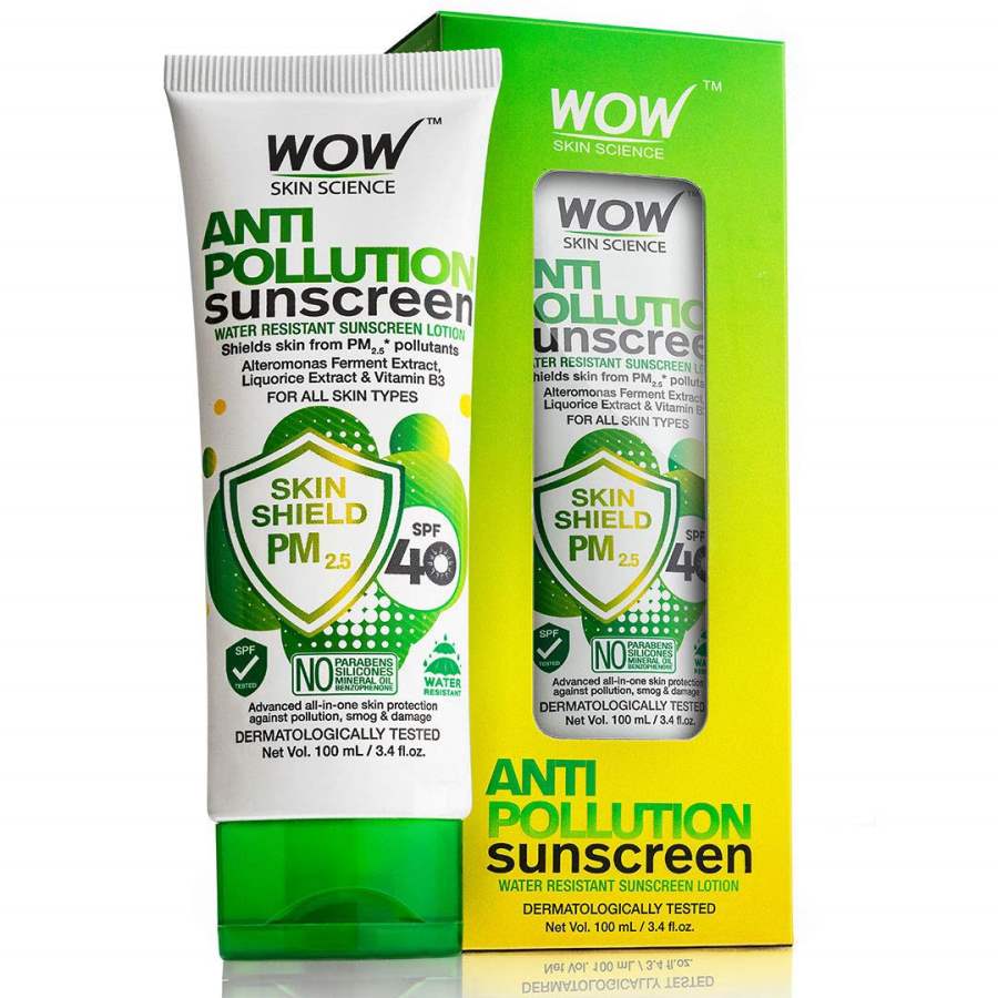 WOW Anti Pollution SPF40 Water Resistant No Parabens & Mineral Oil Sunscreen Lotion - 100 ml