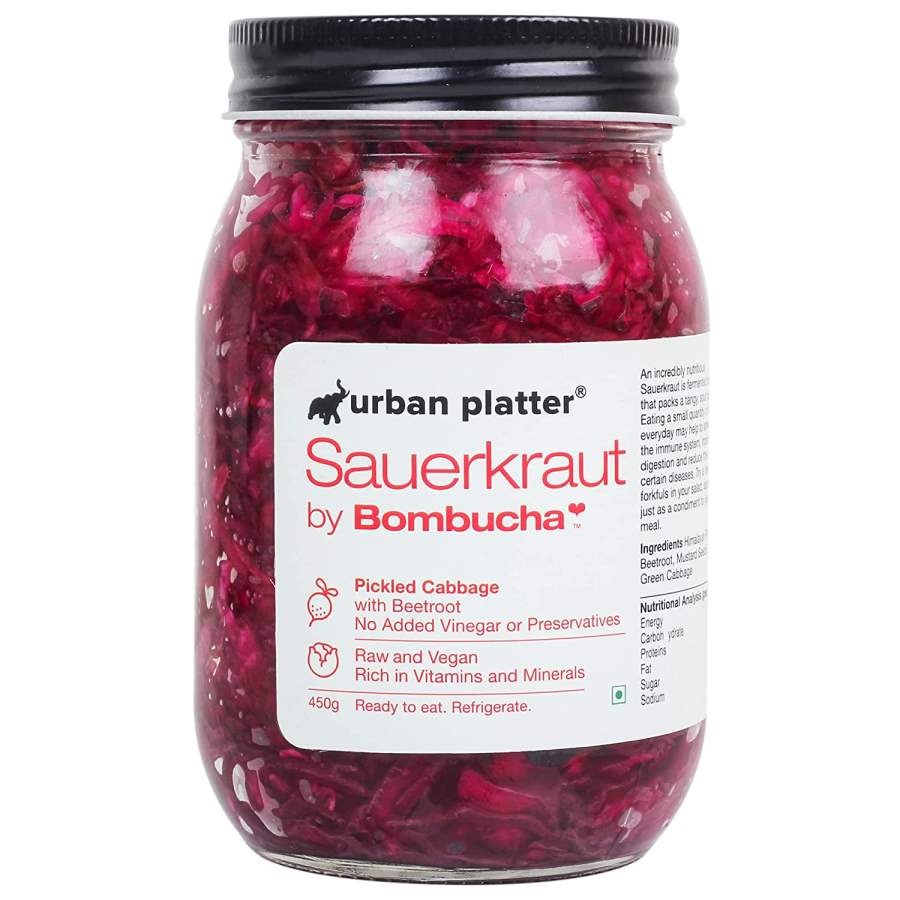 Urban Platter Sauerkraut Original Pickled Probiotic Cabbage with Beetroot - 450 GM