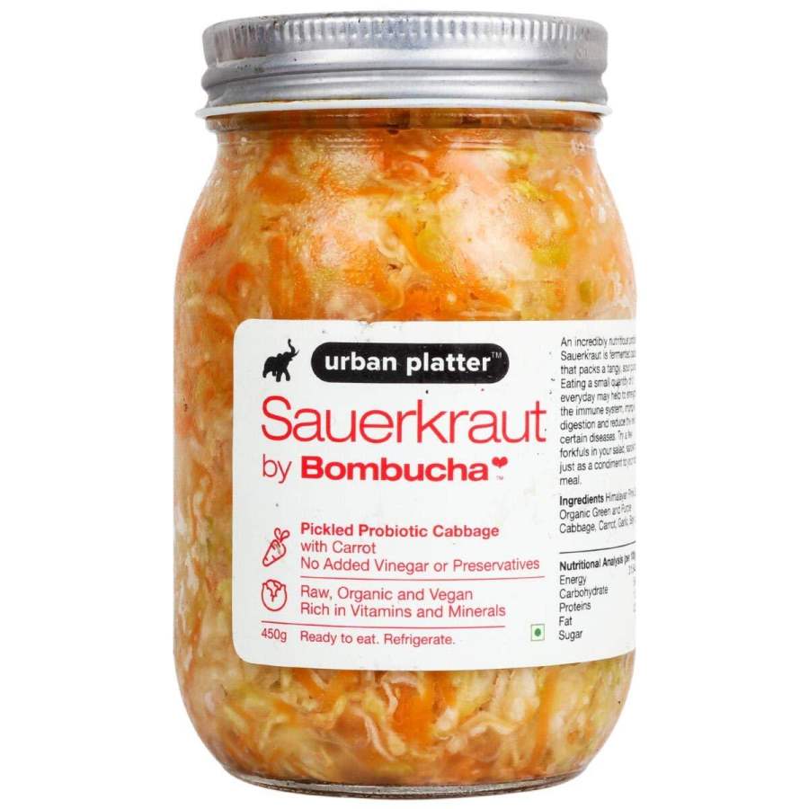 Urban Platter Sauerkraut Original Pickled Probiotic Cabbage with Carrot - 450 GM