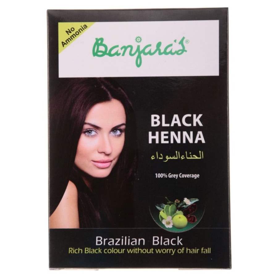 Banjaras Black Henna Hair Colour - Brazilian Black - 1 No (6 * 9 GM)