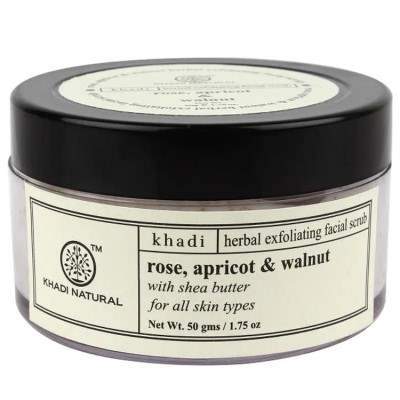 Khadi Natural Apricot & Walnut Cream Scrub With Rose - 50 GM