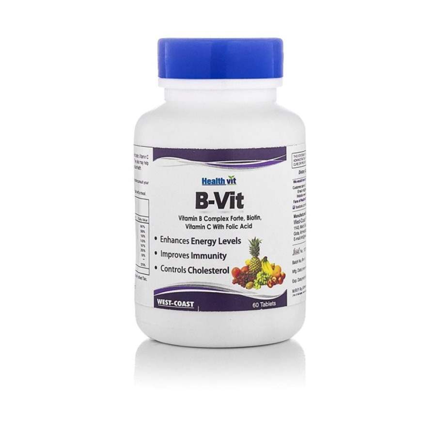 Healthvit B - VIT Vitamin B Complex with Bioton, Vitmain C and Folic Acid - 60 Tabs