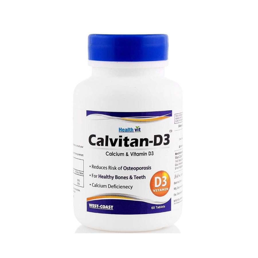 Healthvit Calvitan-D3 Calcium and Vitamin D3 Tablets - 120 Tabs (2 * 60 Tabs)