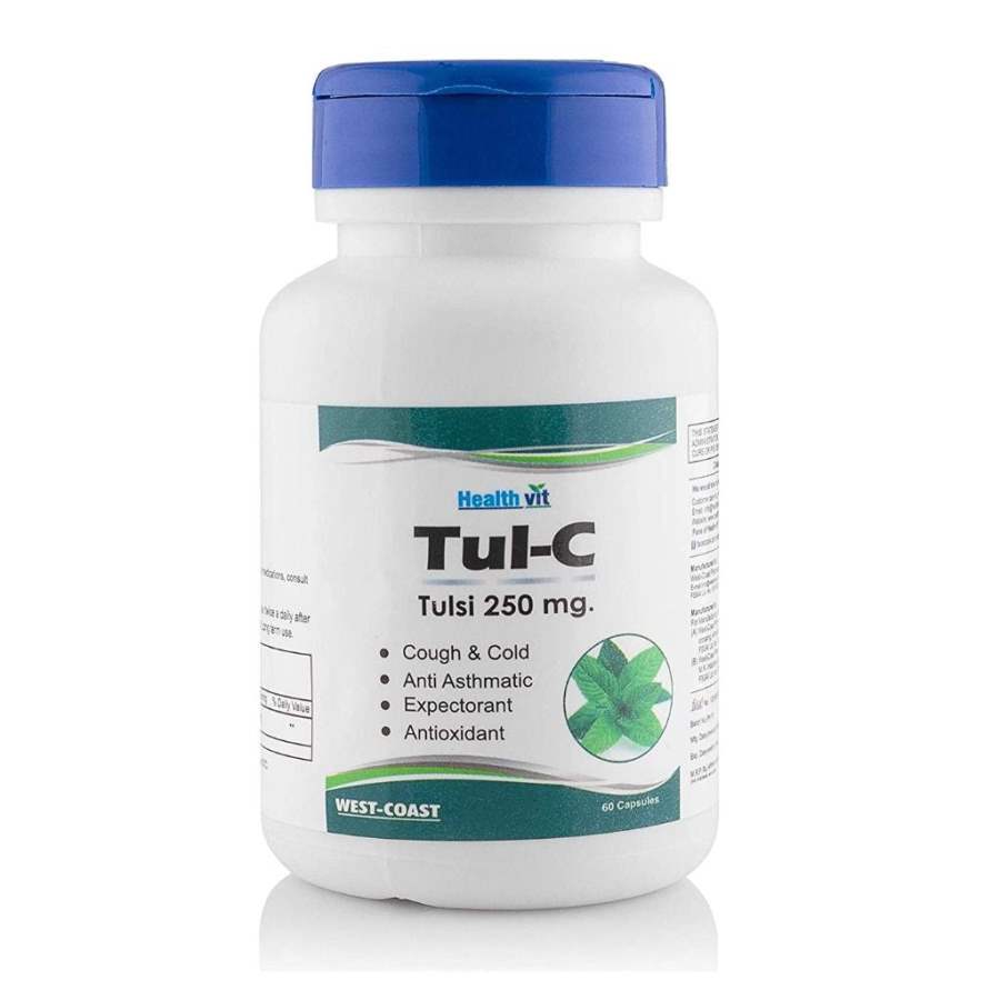 Healthvit Tul-C Tulsi Powder 250 mg Capsules - 120 Caps (2 * 60 Caps)