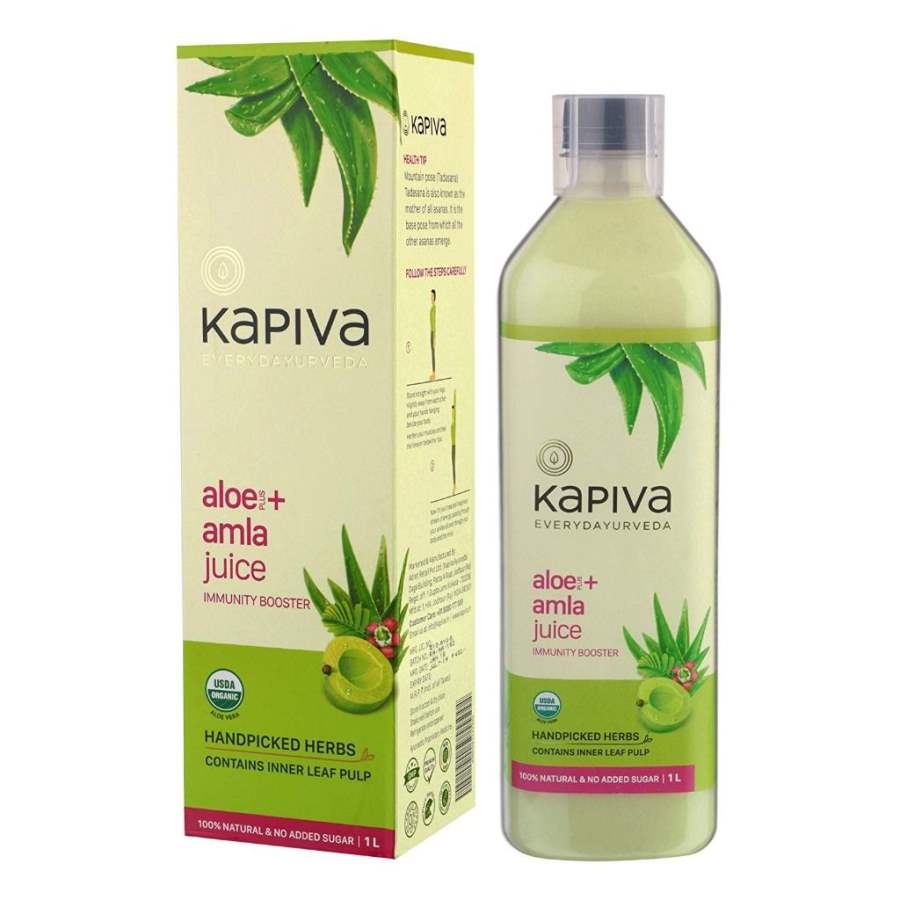 Kapiva 100% Aloe Vera (USDA) + Amla Juice Boosts Immunity - No Added Sugar - 1 Ltr