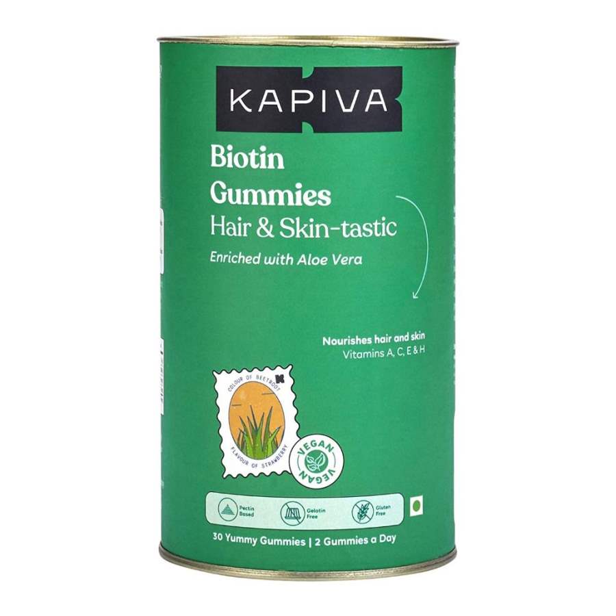 Kapiva Biotin Gummies - Biotin Supplement infused with Aloe Vera - 30 Pills