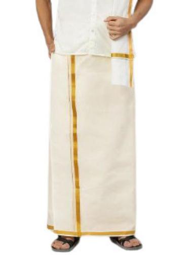 Ramraj Readymade Pocket Dhoti + Towel Set Cream with Gold Jari - 1 No