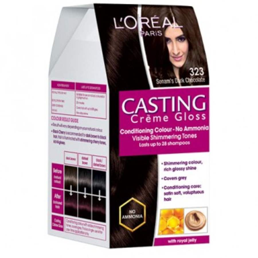 Loreal Paris Casting Creme Gloss - Sonam's Dark Chocolate 323 - 1 No (87.5 GM + 72 ML)