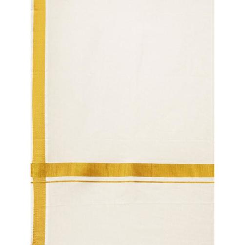 Ramraj Cotton Cream Dhoti & Towel Set Nithyanjali - 1/2inch border