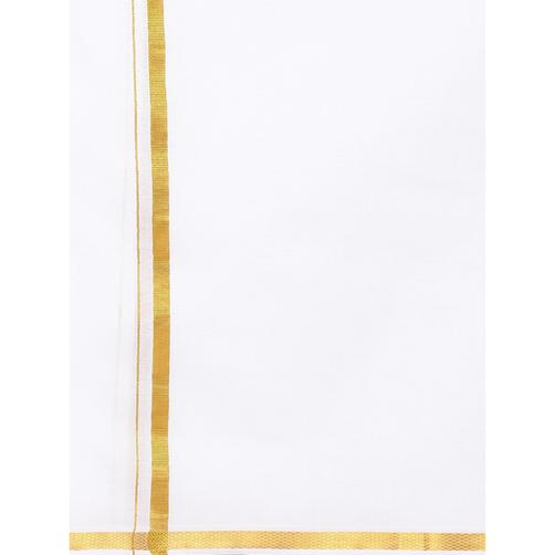Ramraj Double Dhoti White with Gold Jari Good Will - 1 inch border