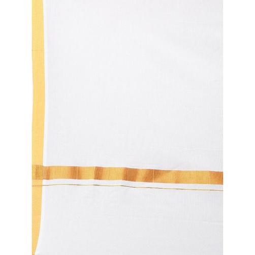 Ramraj Double Dhoti & Towel Set White Kalasadan 1/2 inch - 1 No