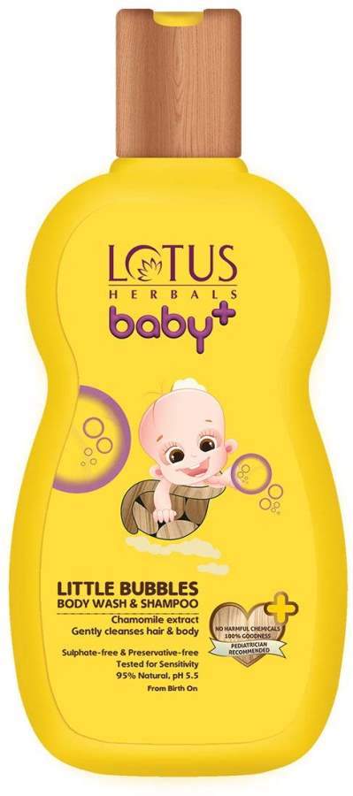 Lotus Herbals Baby+ Little Bubbles Body Wash and Shampoo - 200 ML