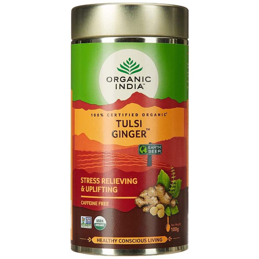 Organic India Tulsi Ginger Tea Tin - 100 GM