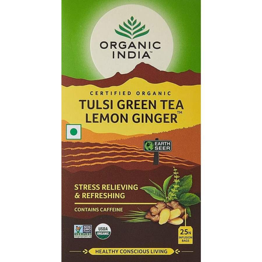 Organic India Tulsi Green Tea Lemon Ginger - 25 Tea Bags