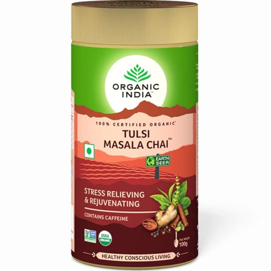 Organic India Tulsi Masala Chai Tin - 100 GM