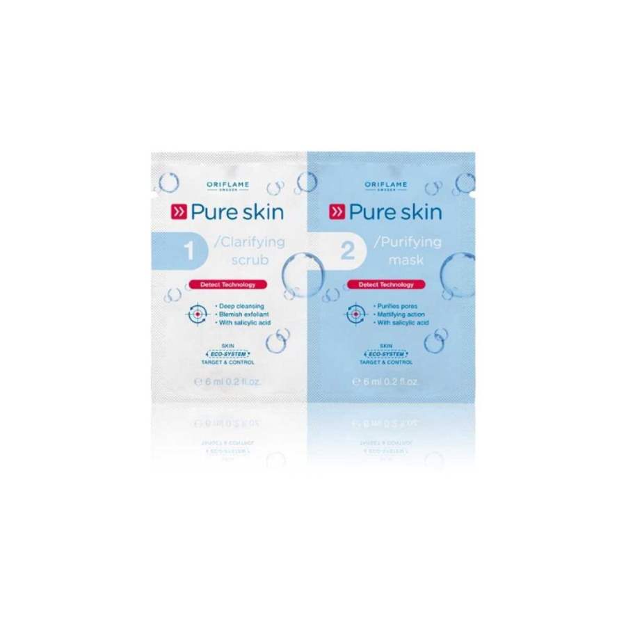Oriflame Pure Skin 1 Clarifying Scrub 2 Purifying Mask - 12 ML
