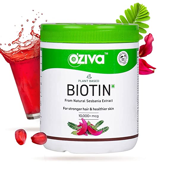 OZiva Plant Based Biotin (10,000+ mcg) - 125 GM