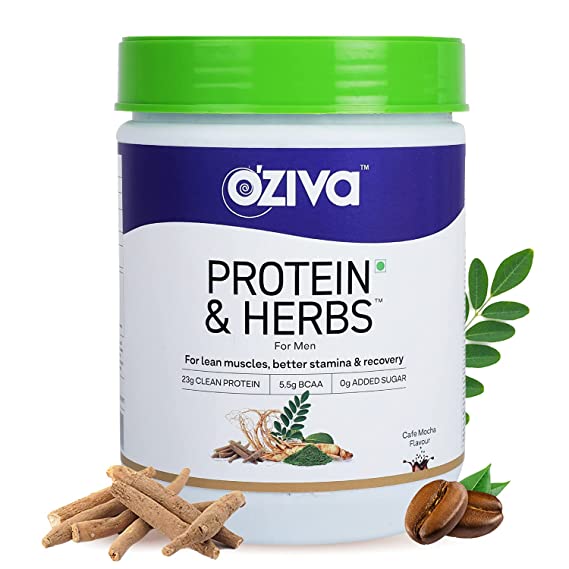 OZiva Protein & Herbs for Men café mocha 16 serving - 500 GM