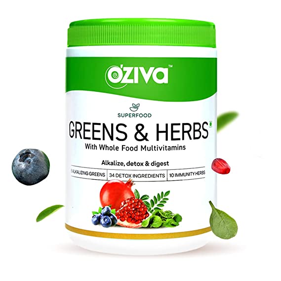 OZiva Superfood Greens & Herbs With Whole Food Multivitamins - 250 GM