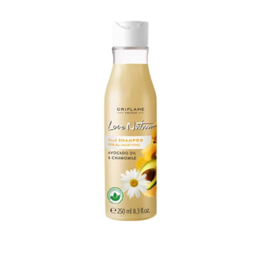 Oriflame Love Nature 2 in 1 Shampoo for All Hair Types - Avocado Oil & Chamomile - 250 ml