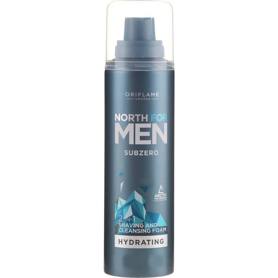 Oriflame North For Men Subzero Hydrating 2-in-1 Shaving and Cleansing Foam - 200 ML
