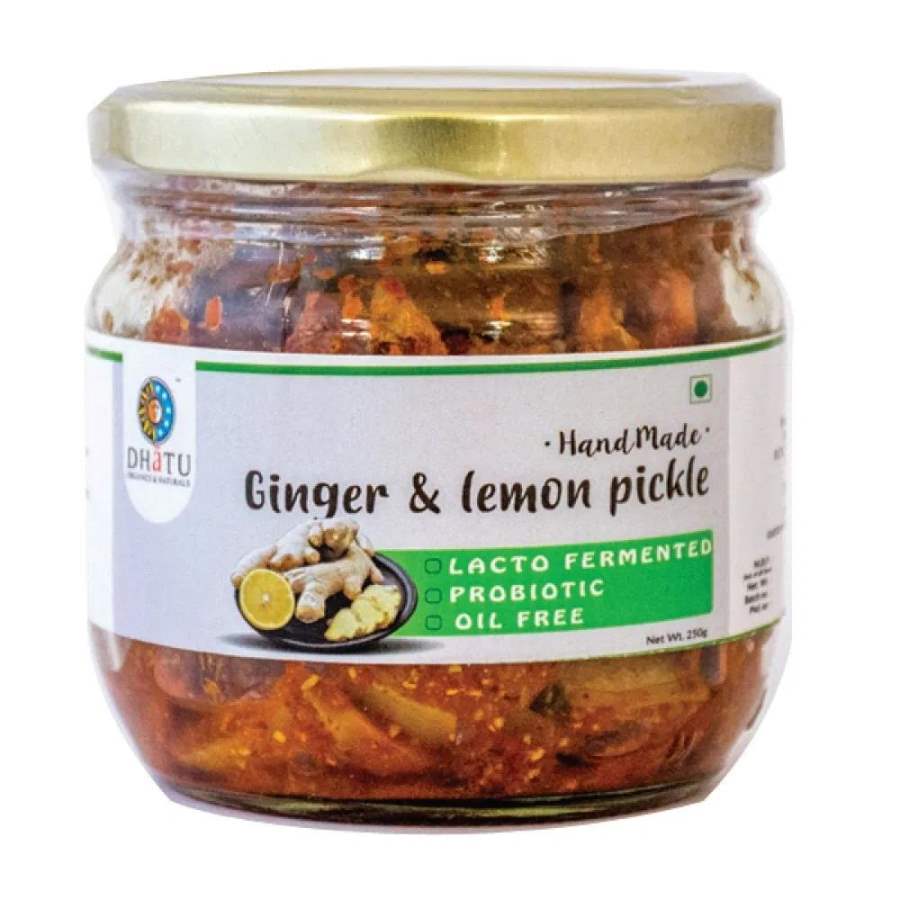 Dhatu Organics Oil Free Ginger Lemon Pickle - 250 GM