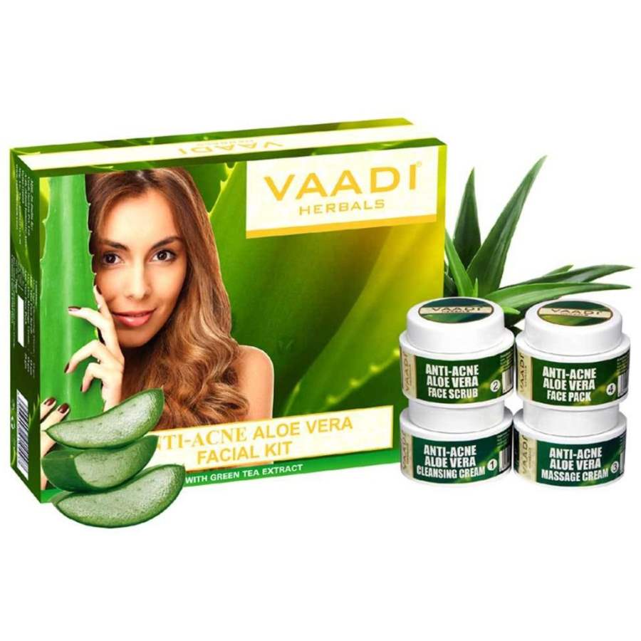 Vaadi Herbals Anti - Acne Aloe Vera Facial Kit with Green Tea Extract - 70 GM