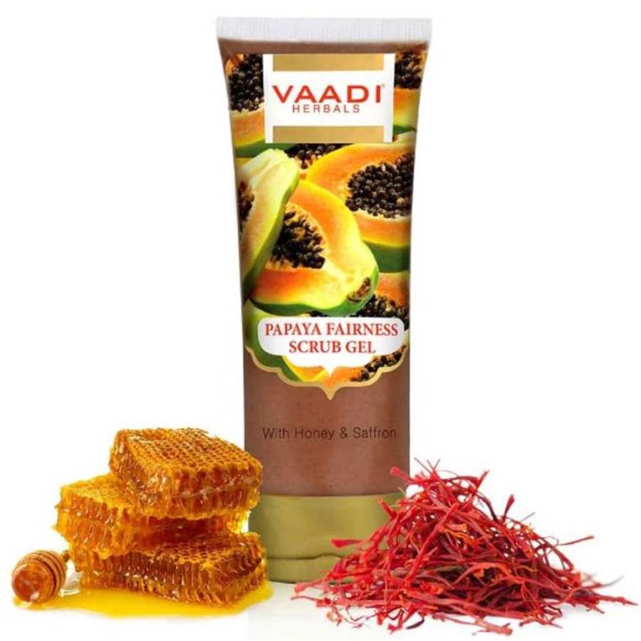Vaadi Herbals Papaya Fairness Scrub Gel with Honey and Saffron - 110 GM