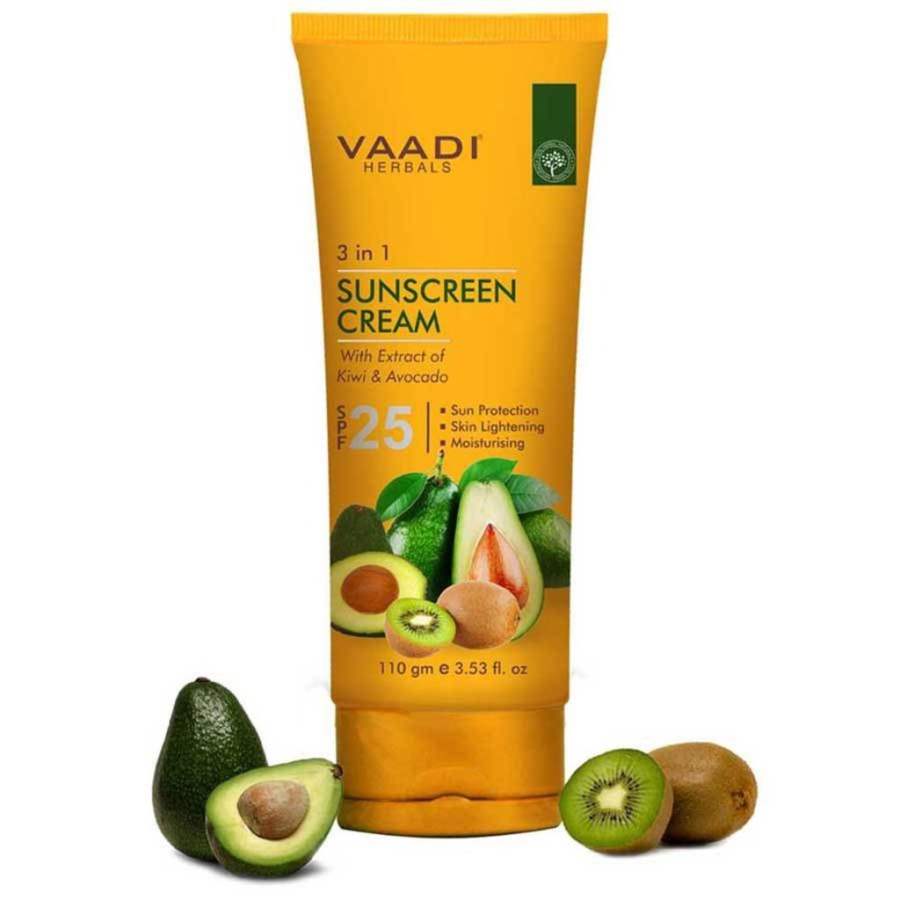 Vaadi Herbals Sunscreen Cream SPF - 25 with Extracts of Kiwi and Avocado - 110 GM