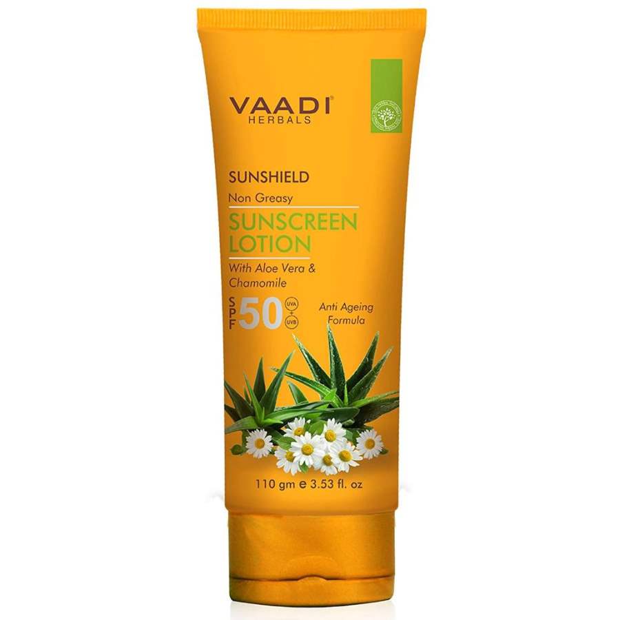Vaadi Herbals Sunscreen Lotion SPF 50 with Aloe Vera and Chamomile - 110 ML