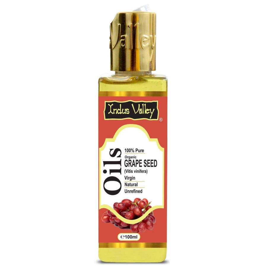 Indus valley Carrier Oil- Natural, Virgin, unrefined & Cold Pressed Grape Seed Oil - 100 ml