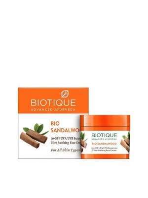 Biotique Bio Sandalwood 50+ SPF UVA/UVB Sunscreen Ultra Soothing Face Cream - 50 GM